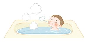 お風呂でのぼせる男の子のイラスト