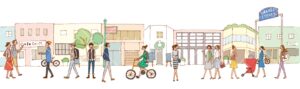 百貨店様　街の風景イラスト