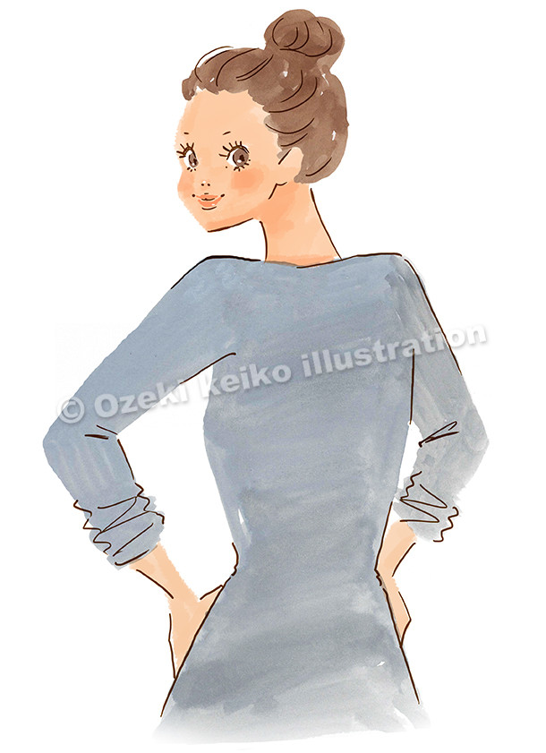 お団子ヘアーの女性イラスト